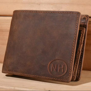 Cartera plegable de cuero de vaca Crazy Horse marrón para hombre con monedero de bolsillo para monedas Fabricante 2017 - Product Image 1