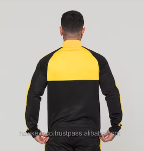 Logo personnalisé sérigraphié Veste coupe-vent en tissu trinda pour hommes de couleur noir et jaune - Product Image 5