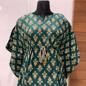 Caftán estampado ligero de alta calidad para mujer, ropa de playa de verano abstracta étnica vibrante, encaje de cintura alta de estilo informal holgado - Product Image 1