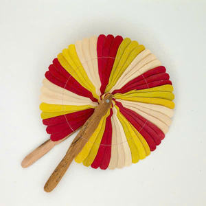Khmer Coconut Wood <b>Hand</b> <b>Fan</b> Palm Leaf <b>Fan</b> Multicolored Weaving Summer Style for Tropical Weddings Events & Vibrant Decorations" - Product Image 1