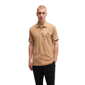 Camiseta Polo de algodón transpirable de primera calidad, camiseta Polo informal cómoda en color marrón, camiseta Polo - Product Image 1