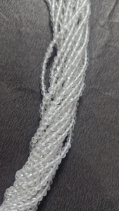 Hermosa piedra preciosa de cristal blanco natural facetada 3mm cuentas redondas sueltas 12 \ "1/10 hebra de línea con color blanco - Product Image 4