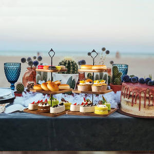 Support à gâteau rectangulaire à 3 niveaux en bois d'acacia de qualité supérieure décorations de table de mariage de ferme pour l'utilisation de desserts de cupcakes de noël - Product Image 2