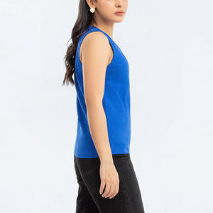 Gran oferta, diseño sin mangas, venta al por mayor, Jersey, tela, punto de contraste, moda para mujer, Sexy, camiseta sin mangas de verano, cuello redondo informal - Product Image 5