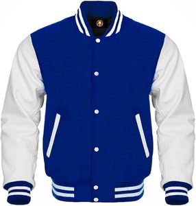 Veste de baseball universitaire pour hommes style bomber avec corps en laine et manches en cuir de vache veste Letterman scolaire en différentes couleurs - Product Image 1