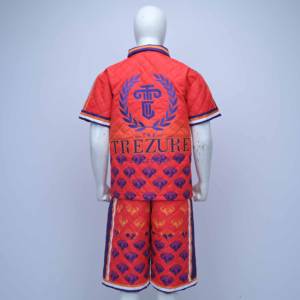 Ensemble de vêtements de sport pour homme avec logo personnalisé, ensemble décontracté en deux pièces, t-shirt et short, couleur unie, respirant, tricoté en polyester/coton, pour l'été - Product Image 5