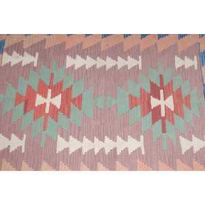 Tapis Kilim vintage 2,8 x 3,5 pieds, tapis turc, tapis en laine bleu à motifs floraux - Product Image 4