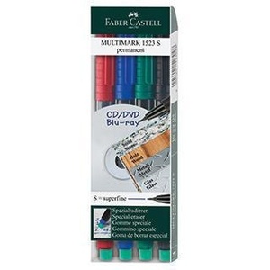 Faber-Castell Multimark 1523 Assorted <b>Colors</b> 0.4mm Colored Marker <b>Pens</b> <b>4</b> Pieces Per Pack - Product Image 1
