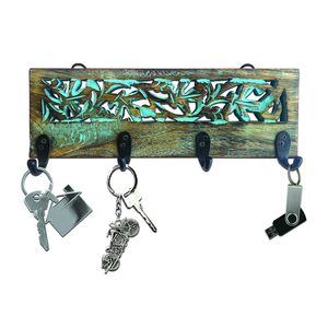 Nouveau design crochets à clés en bois et étagère organisateur de clés décoration murale d'entrée pour le stockage des épices - Product Image 1