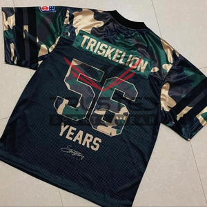 Camiseta de Fútbol Americano de Malla Personalizada con Logotipo OEM de Alta Calidad, Impresión por Transferencia de Calor, Manga Corta, Secado Rápido y Transpirable - Product Image 3