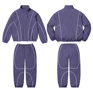 Custom Water Proof Nylon Tracksuit Zip up Applique Embroidery <b>Patch</b> Flared Full Men Tracksuits Sets - Product Image 3