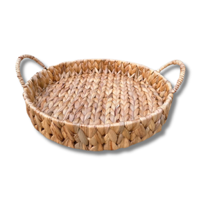 PANIER DE RANGEMENT DE FRUITS DE PLATEAU DE HYACINTHE D'EAU fabriqué à la main avec cadre en métal tissé à la main avec poignées latérales - Product Image 1