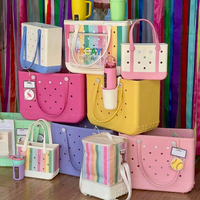 Bolsa de mano EVA con logo personalizado, impermeable, lavable, de gran capacidad, con abertura superior, para la playa, viajes, compras, verano.