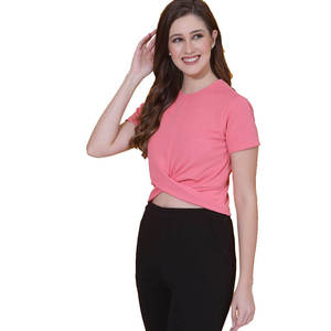 Nueva camiseta recortada de manga corta para mujer, Top corto sencillo liso a la moda para mujer, estilo único de verano personalizado informal para mujer - Product Image 2