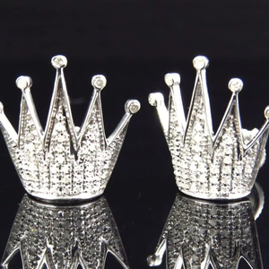 ต่างหูแบบติดหู ดีไซน์มงกุฎ ประดับเพชรโมอิสซาไนต์ VVS แท้ รับรองโดย GRA ผลิตด้วยมือ พร้อมเงินแท้ 925 ราคาประหยัด - Product Image 1