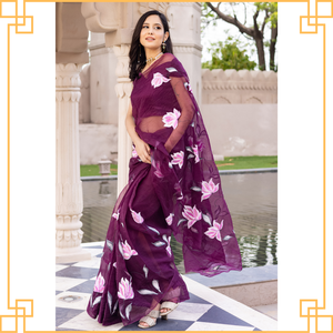 Saree élégant imprimé pour femmes tissu Georgette doux et fluide vente à l'exportation pour la fête et le mariage vêtements ethniques en soie - Product Image 3