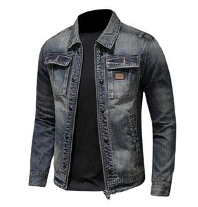 Vente en gros Vestes en jean Streetwear Veste en jean style simple pour hommes Nouvelles vestes décontractées en jean Boutons teints en noir délavé vintage - Product Image 1