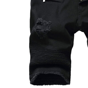 Shorts en jean tricotés pour hommes, taille mi-haute, coupe droite, doux, respirants, 100 % coton, écologiques, style décontracté streetwear, pour l'été - Product Image 4