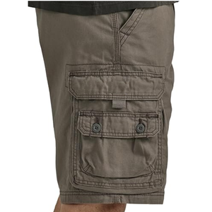 Pantalones cortos Cargo de cintura elástica de ajuste ligero para hombre, tela de algodón, estilo multibolsillo, ropa para exteriores, pantalones cortos de uso diario para hombres - Product Image 4