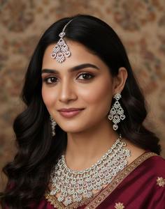 Ensemble collier et boucles d'oreilles en diamant taille royale de fabrication indienne pour femmes, pour les occasions spéciales, disponible pour la distribution mondiale - Product Image 2