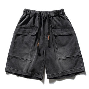 Vente en gros de shorts en jean noir 100% coton pour hommes, taille décontractée, style droit et extensible - Product Image 1