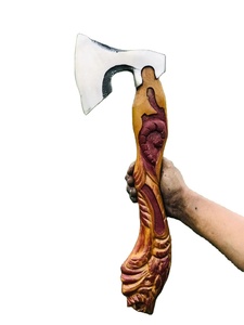 หัวขวานดามัสกัสสำหรับตัดวัสดุไม้เกรดอุตสาหกรรมขวานเหล็กคาร์บอนสูงแกะสลักด้วยมือแบบกำหนดเอง - Product Image 2