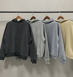 Moda letra impresa manga larga hombres nuevo estilo venta al por mayor Destroy Fray Cut Hem sudaderas con capucha en gris brezo sudaderas con capucha - Product Image 1
