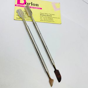 Pousse-cuticules en argent ordinaire, double extrémité, en acier inoxydable, en forme de cuillère avec couteau, pousse-cuticules personnalisé avec logo, pousse-ongles. - Product Image 1