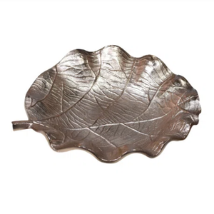 Plateau de service en métal rustique de style ferme avec motif de feuilles rond/carré pour la décoration de table de fête de mariage et la remise de cadeaux - Product Image 5
