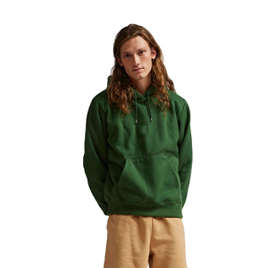 Sweat à capuche d'hiver thermique pour homme en coton 100% de haute qualité, poids lourd, avec poche brodée, motif uni, streetwear - Product Image 1