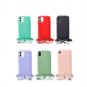 iPhone 15 Case with <b>Lanyard</b> Strap in Turquoise <b>Red</b> Black Purple Green Pink - Product Image 1