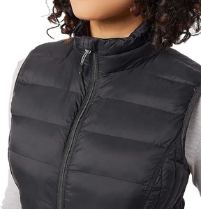 Gilet bouffant femmes fermeture éclair col montant sans manches coton léger rembourré recadrée bouffant matelassé gilet hiver chaud manteau veste - Product Image 2