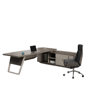 Modern Luxury Executive Office <b>Desk</b> L Shaped Rustic Wooden Boss Table <b>Large</b> Premium Charcoal Manager Workstation Sectional Furni - Product Image 2