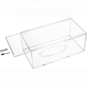 Modern Sleek Acrylic Tissue Box Holder Clear Glass Napkin Dispenser Organizer Feature for Home Office Hotel Countertops <b>Desks</b> - Product Image 4