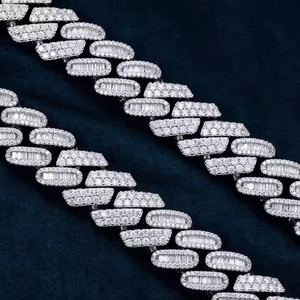 20mm Cuban <b>chain</b> high quality moissanite diamonds made in 925 <b>sterling</b> <b>silver</b> men's bling custom jewelry at wholesale price - Product Image 2