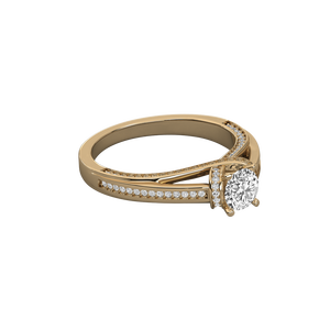 Bague pour femme en or 14 carats avec diamant solitaire rond de laboratoire, bagues en diamant brillant - Product Image 1