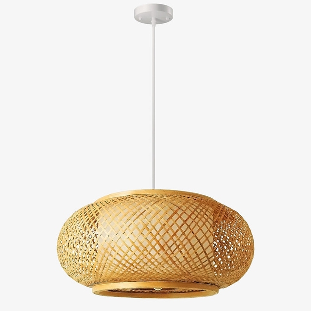 Cheap Wholesale Handmade Luxury Asian Natural Rattan Bamboo Eco-Friendly Customizable Lightweight Pendant Light Lamp Shade