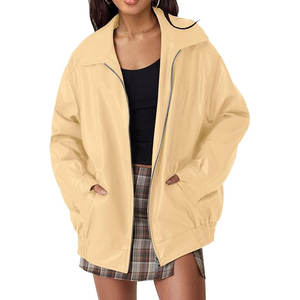 Otoño Invierno Casual Vintage chaqueta de cuero cuello alto cierre de un solo botón Color sólido logotipo frontal lavado técnica cremallera - Product Image 1