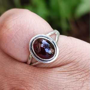 Handmade 925 Sterling <b>Silver</b> Boho <b>Ring</b> with Natural <b>Garnet</b> Gemstone Women's Gift <b>Garnet</b> <b>Silver</b> <b>Ring</b> - Product Image 4