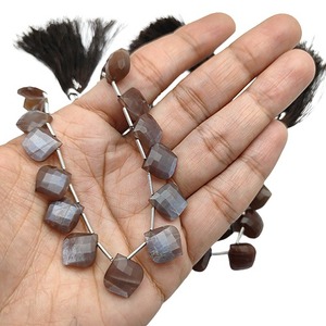 Chocolat Moonstone Briolette Perles Coussin Forme 8 Pouces Lâche Gemme À Facettes Brin Pour Collier Faire Des Résultats Fournitures - Product Image 2