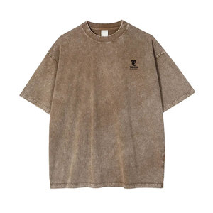 Nouveau T-shirt tendance pour homme en coton, style décontracté, délavé à l'acide, taille personnalisée, en vente - Product Image 1