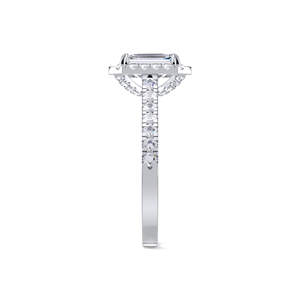 Anillo de Compromiso con Doble Halo de Diamantes Corte Esmeralda de 1.57CT, Plata de Ley 925 Sólida, Chapado en Rodio, Lujoso y con Pavé - Product Image 4