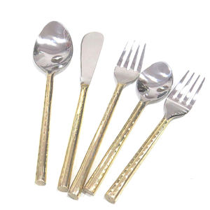 Juego de cubiertos de latón macizo dorado Juego de cubiertos de 5 piezas - Product Image 2