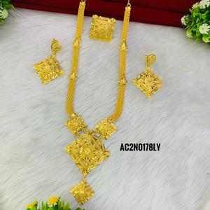 Ensemble de collier long plaqué or, design floral, chaîne en boîte, un gramme, bijoux de mode, collection de mariages - Product Image 2