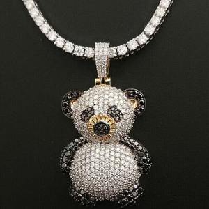 จี้เพชรเท็ดดี้ประดับมอยส์ซาไนต์สีขาวและดำ  ทำจากเงินแท้ 925 - Product Image 2