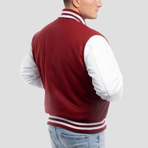 Chaqueta Universitaria Personalizada de Alta Calidad para Hombre, Mangas de Cuero, Estilo Béisbol, Informal, con Letras Bordadas - Product Image 4