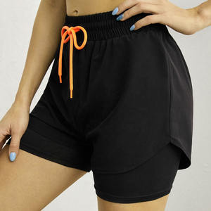 Pantalones cortos deportivos de cintura alta para mujer, venta al por mayor, de alta calidad, de secado rápido, transpirables, antiexposición, pantalones cortos deportivos de doble capa - Product Image 2