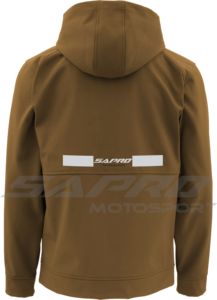 Veste de moto softshell imperméable et respirante pour homme, coupe ajustée, avec revers et ourlet tricotés, protection CE intégrée, capuche, modèle Sapro Hiver - Product Image 6