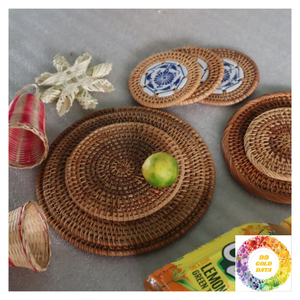 Napperon en rotin rustique élégant Assiettes décoratives Décor de table à manger fait à la main et présentoir mural unique - Product Image 6