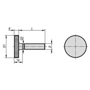 Vis moletée K1163 DIN 653 M10 x 40 en acier inoxydable, forme basse, fixation métrique pour serrage manuel - Product Image 2